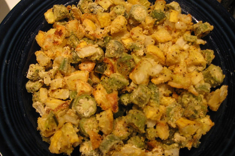 Oven Roasted Okra and Yellow Squash